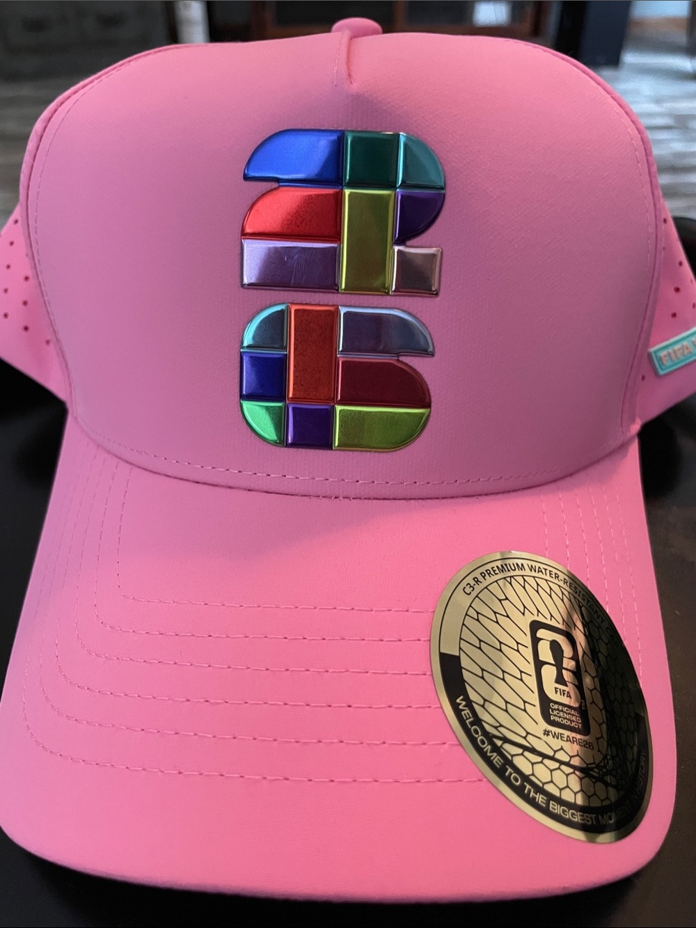 FIFA Pink Adult Snapback Hat with Multicolor Emblem - NWT